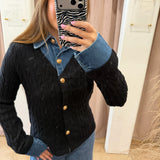 Daring Denim Black Sweater Cardigan