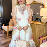 Petal Veil Sheer Maxi Dress - Ivory