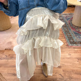 Moonlight Beige Tulle Maxi Skirt