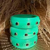 Rosa Jade And Black Onyx Resin Bangle