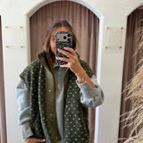 Modern Dot Sherpa Vest - Olive