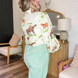 Seersucker Gingham Drawstring Pants - Green