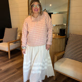 Strawberry Pink Gingham Pullover