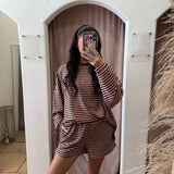 On Repeat Fleece Sweater Top - Pink + Brown