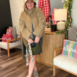 Quilted Contrast Piping Detailed Puffer Jacket - Olive