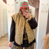 Olive Tan Quilted Zip-Front Vest Jacket