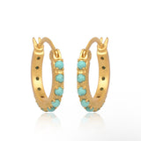Turquoise + Gold Huggie Earrings