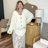 Creamery Button-Up Cable Knit Cardigan