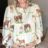 Roaming Horses Peplum Top