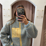 Blueberry Lemon Stripe Pullover Jacket