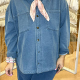 Blue Collar Baddie Button Up Top - Long