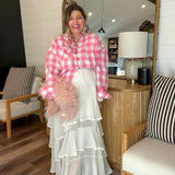 Ivory Tiered Ruffle Chiffon Midi Skirt