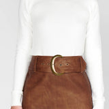 {MUMU} Maverick Mini Skirt - Chestnut Brown Faux Leather