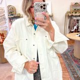Washed Up Snap Denim Jacket - White