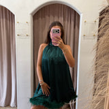 Emerald City Feathers Mini Dress