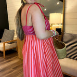 Keylime Scalloped Maxi Dress - Red