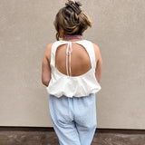 Crisp White Statement Bubble Top