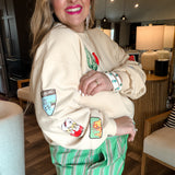 {Daydreamer} Western Patches Oversized Crew Sweatshirt