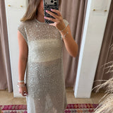 Made To Mesh Sequin Midi Dress - Cream