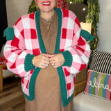 Christmas Ribbon Open Front Cardigan