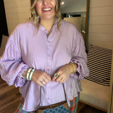 Bold In Bloom Button Down Shirt - Lavender