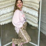 Pink Bow Leopard Track Pants