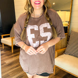 Varsity Oversized Tee - Brown
