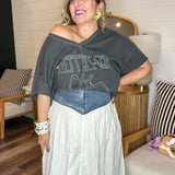 {MUMU} Joni Maxi Skirt - Denim with Cream Voile