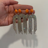 PRE ORDER Santa Fe Sparkle Earrings - Orange + Silver