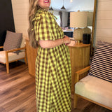 Playing Checkers Citron Maxi Dress