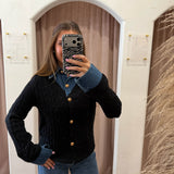 Daring Denim Black Sweater Cardigan