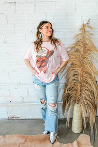 Beer Wolf Time Oversized Tee - Blush Pink