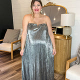 {Mumu} Athena Maxi Dress - Pleated Silver