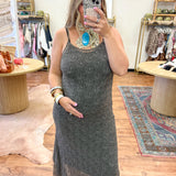 All Laced Up Maxi Dress - Cement Grey