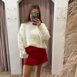 Latte Love Lace Mini Skirt - Red