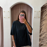 Oversized One Size Plain Tee - Vintage Black