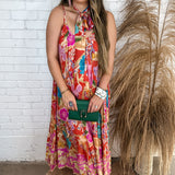 {Spell} Painters Garden Strappy Maxi Dress - Crimson