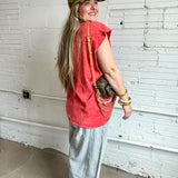 {Daydreamer} Johnny Cash Muscle Tank - Red Acid Wash