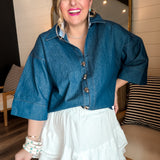 Denim Daze Gold Button Top