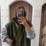 Modern Dot Sherpa Vest - Olive