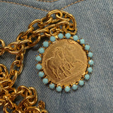 Small Round Turquoise Horse Pendant Necklace