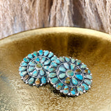 Large Turquoise Cluster Round Stud Earrings