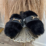 Hanni Black Belted Fur Clog