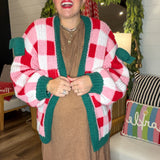 Christmas Ribbon Open Front Cardigan