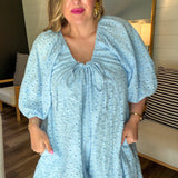 Evie Eyelet Romper - Blue