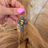 Richard Schmidt Turquoise Small Skull Cross Pendant