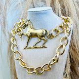 Large Horse Gold Chain Belt