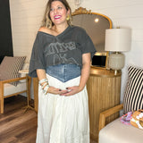 {MUMU} Joni Maxi Skirt - Denim with Cream Voile