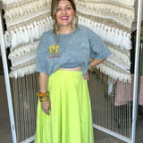 Lime Lush Scallop Midi Skirt