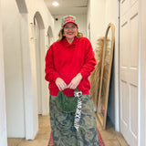 Oversized Polo Collared Pullover - Red